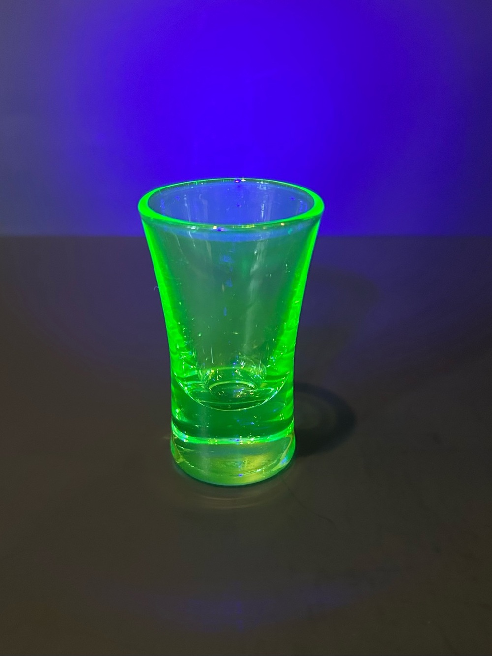 Uranium Green Glass Shot Glass 3”